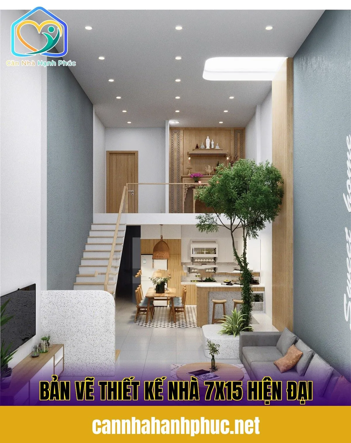 Bản Vẽ Thiết Kế Nhà 7x15 Hiện Đại