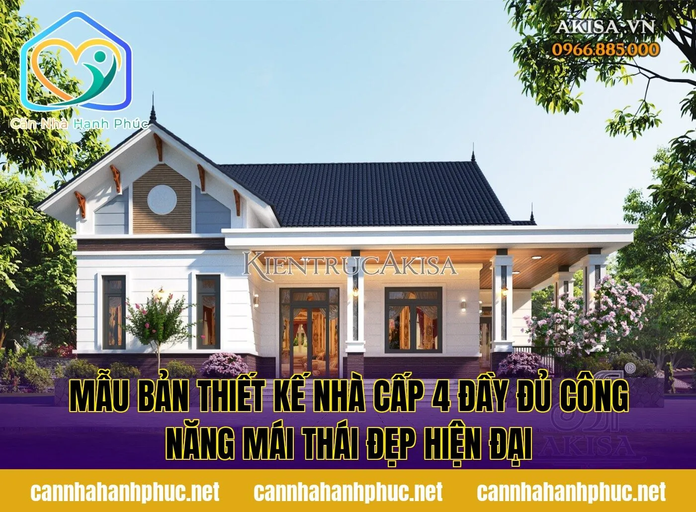 mẫu bản thiết kế nhà cấp 4 đầy đủ công năng mái thái đẹp hiện đại